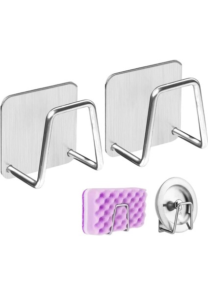 2 Adet Metal Bulaşık Sungeri Askısı, Eviye Lavabo Içi Bulaşık Sungeri Askısı, Çok Amaçlı Kanca, Paslanmaz Çelik, Mutfakta Düzen Sağlayıcı, Dayanıklı ve Şık Tasarım