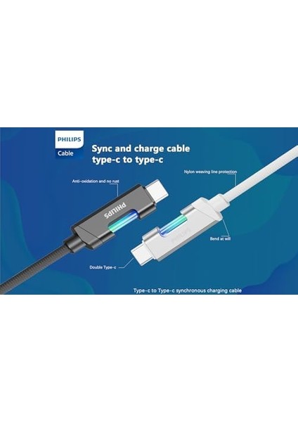 DLC5021C Type-C - Type-C Şarj Kablosu, 60W, Hızlı Şarj, 3A Yüksek Akım, 1 Metre, Dayanıklı Örgü Kablo, Çok Renkli Işık (Siyah) fiyatları