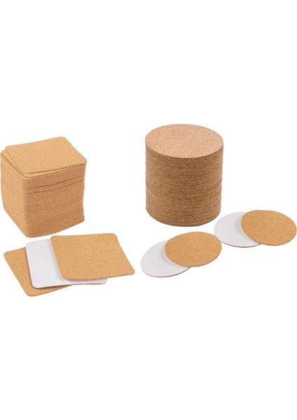 50 Pcs Kendi Yapışkanlı Cork Coasters Cork Mats Meydanı ve 80 Pcs Kendinden Yapışkanlı Cork Coasters Yuvarlak (Yurt Dışından)