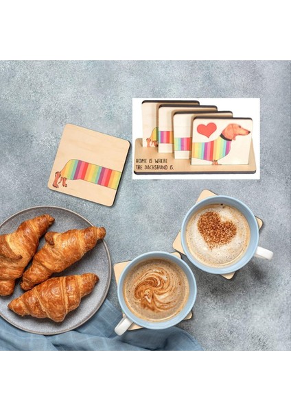 Tutucu ile 4 Dachshund Coaster Seti Dachshund Dog Wood Coaster Set Set Yemek Masa Dekoru Hayvan Temalı Barınaklar (Yurt Dışından) fiyatları