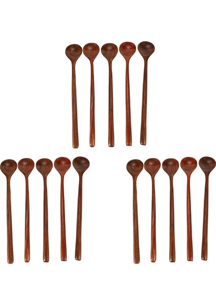 Uzun Kaşıklar Ahşap 15 Adet Kore Tarzı 10 9 Inç% 100 Doğal Ahşap Uzun Sap Yuvarlak Kaşıklar (Kore Tarzı) (Yurt Dışından)
