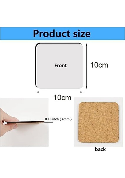 12 Pcs Sublimasyon Square Coaster Boşluklar Toplu Mdf Boşluklar Boğan Cork Coasters Boş Mdf Cork Coasters (Yurt Dışından) fiyatları