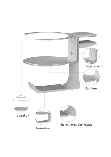 Masa Kelepçesi Tutucu Masa Masası Için Dövme Anti Bardak Tutucu Içecek Tutucu ile Çift Kulaklık Kancası Askı Gümüş (Yurt Dışından) fırsatları