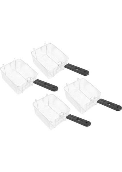 4x Paslanmaz Çelik Derin Kızartma Sepeti Dikdörtgen Tel Örgü Süzgeç Uzun Saplı Kızartma Pişirme Aleti (Yurt Dışından)
