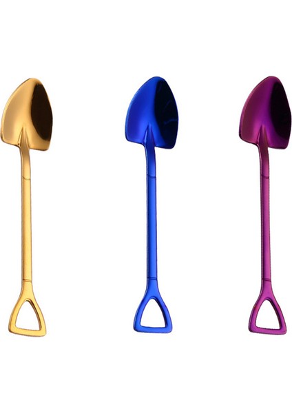 2x Altın Yaratıcı Paslanmaz Çelik 304 Küçük Kürek Kaşık Tasarım Altın Kaplama Sofra Kahve Kavuzu Dondurma Çorba Kaşığı (Yurt Dışından) modelleri