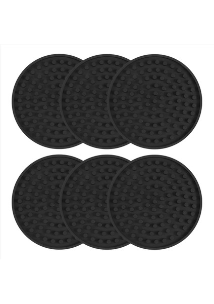 Siyah Yuvarlak Silikon Kauçuk Içecek Bardak Altlıkları (6 Set) Evler ve Çubuklar Için Olmayan Kaymaz (Yurt Dışından)
