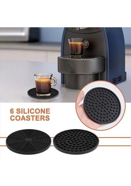 Siyah Yuvarlak Silikon Kauçuk Içecek Bardak Altlıkları (6 Set) Evler ve Çubuklar Için Olmayan Kaymaz (Yurt Dışından) fırsatları