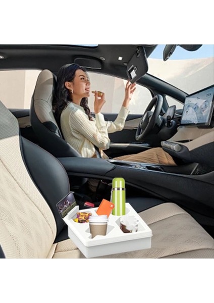 Kanepe Kupa Tutucu Tepsi Araba Arka Koltuk Kupası Tutucu Taşınabilir Plaj Kampı Atıştırmalık Saklama Kutusu Gri (Yurt Dışından) fiyatları