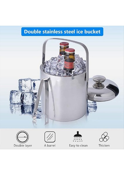 Kapaklı Buz Kovası ve Maşa Yalıtımlı Buz Kovası Paslanmaz Çelik Çift Duvar Şarap Şişesi Süzgeç A (Yurt Dışından) indirimleri