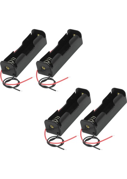 4 Adet Siyah 18650 Düz Uçlu Piller Pil Tutucu Kılıfı W Tel Kurşunları (Yurt Dışından)