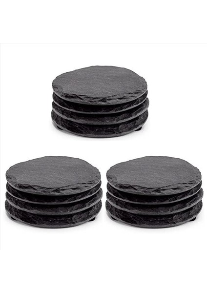 12 Adet Yuvarlak Kayrak Siyah Bardak Altlıkları Içecek Içecek Şarap Bardakları Için El Yapımı Bardak Altlıkları (Yurt Dışından)