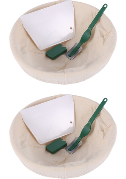 2x 9 Inç Ekmek Prova Seti Maya Giriş Sepeti + Hamur Kazıyıcı + Hamur Şekli Için Keten Astar Bez Pişmiş Ekmek (Yurt Dışından)