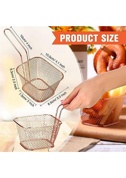 24PCS Mini Kare Fry Sepet Paslanmaz Çelik Frand Tutucu Derin Fry Fry Sepet Fılar Sepeti Kulplu (Gül Altın) (Yurt Dışından) fiyatları