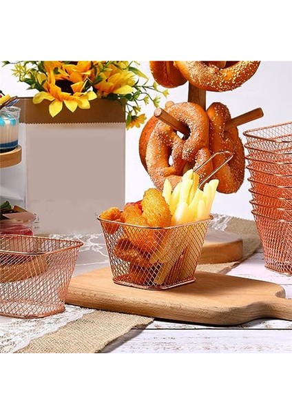 24PCS Mini Kare Fry Sepet Paslanmaz Çelik Frand Tutucu Derin Fry Fry Sepet Fılar Sepeti Kulplu (Gül Altın) (Yurt Dışından) indirimleri