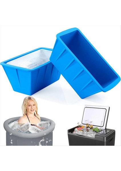 2pcs Buz Bloğu Kalıp Buz Banyosu Dondurucu Kalıp Soğuk Dalma Küvetleri Için Ekstra Büyük Yeniden Kullanılabilir Silikon Kalıp Içecek Soğutucular (Yurt Dışından) fiyatları