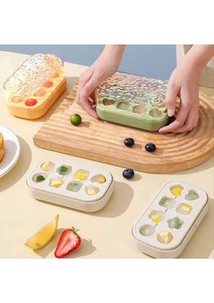 Buz Ice Cube Tepsisi 8 Buz Küp Tepsisi Kutu Itme Tipi Buz Küp Maker Kolay Demold Buz Tepsisi Kalıp Yaz Mutfak Gadgets B (Yurt Dışından) modelleri
