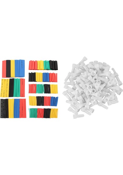100PCS 22-16 Ga Awg Kapalı Uç Tel Konektörleri Terminaller ve 328PCS Araç Elektrik Kablosu Isı Büzülme Tüp Tüp Boru (Yurt Dışından)
