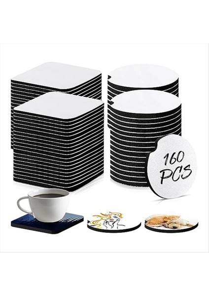 160 Pcs Süblimasyon Bardak Altlıkları Boş 2 8 Inç Yuvarlak Boş Bardak Altlıklar Için Diy El Sanatları Boyama Isı Transfer Leri (Yurt Dışından)