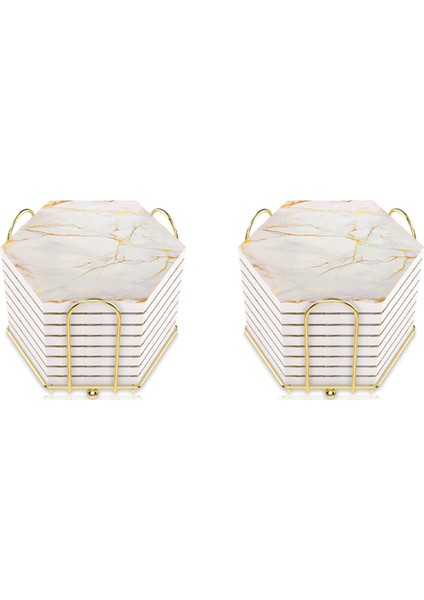 Tutucu Mermer Tasarım Seramik Coaster Seti Süper Emici Sıcak ve Soğuk Içecek ile Emici Içecekler Için 24 Ad (Yurt Dışından)