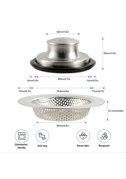 2 Set Mutfak Lavabo Filtresi Fişleri Plaka Önleyici Yüzük Lavabo Filtre Sepeti Lavabo Sepeti Su Engelleme Aksesuarları (Yurt Dışından) modelleri