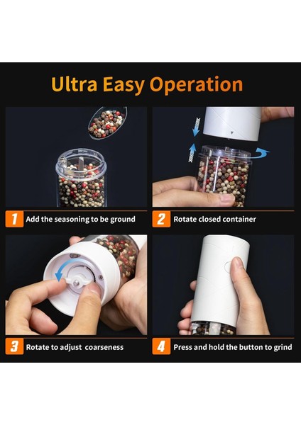 Elektrikli Otomatik Değirmen Biber ve LED Işık Ayarlanabilir Kaba Kaba Tuzlu Tuzlu Öğütücü Spice Öğütücü Pişirme Aracı Siyah (Yurt Dışından) fiyatları