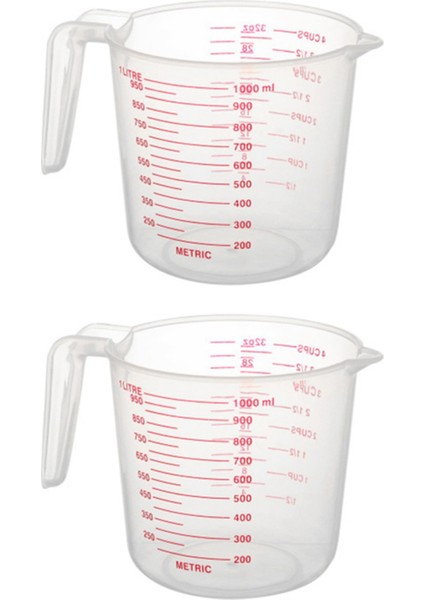 2x 1000ML Ölçüm Kupası Pişirme Aracı Mutfak Aracı Plastik Ölçüm Kupası Takım Kupası Ölçekli (Yurt Dışından)
