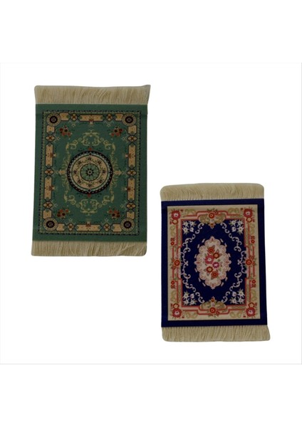 Mini Farsça Dokuma Bardak Altlıkları Halı Desen Coaster Yemek Masası Dekorasyon Teknolojisi Blue-Green (Yurt Dışından)