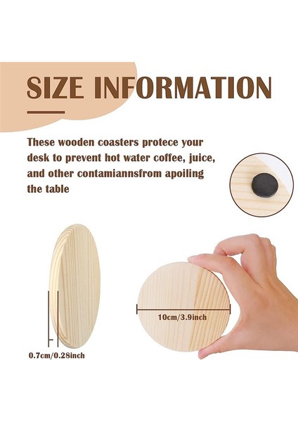 20 Adet Bitmemiş Ahşap Bardak Altlıkları Kaymaz Silikon Noktaları Olan El Sanatları Için 4 Inç Yuvarlak Boş Ahşap Bardak Altlıkları (Yurt Dışından) fiyatları