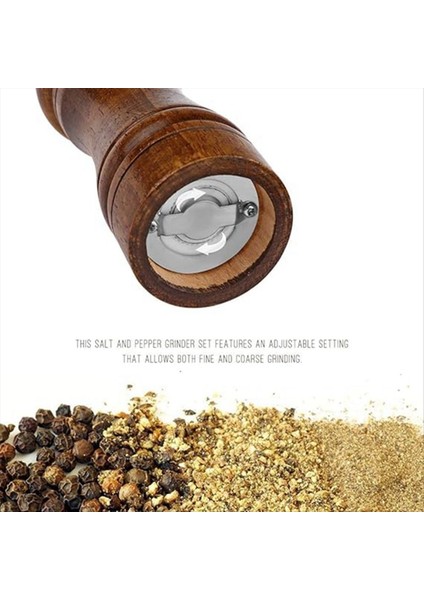 Biber Öğütücü - Biber Değirmeni Biber Öğütücü Deniz Tuzu Öğütücü Ahşap Biber Değirmeni Öğütücü Ayarlanabilir 2pcs S (Yurt Dışından)