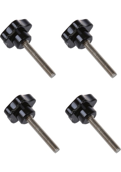 4pcs M8 x 50MM Iplik Yedek Yıldız El Düğmesi Sıkma Vidası Siyah Gümüş Ton (Yurt Dışından)