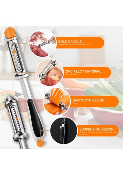 Çok Fonksiyonlu Sebze Soyucu 5 ve 1 Sebze ve Meyve Soyucu 2pcs Çelik Sebze Soyucu Şişe Açıcı (Yurt Dışından) fırsatları