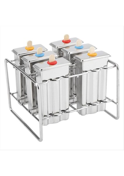 Paslanmaz Çelik Dondurma Kalıp Popsicle Kalıp Dondurma Diy Meyve 6 Buz Tepsisi Kalıp (Yurt Dışından)