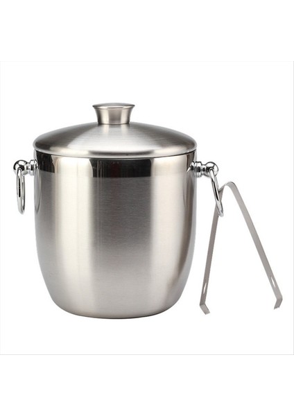 Tongs ile Paslanmaz Çelik Buz Kovası Litre Çift Duvarlı Maşa ve Kapak Buz Kabı (3l) (Yurt Dışından)