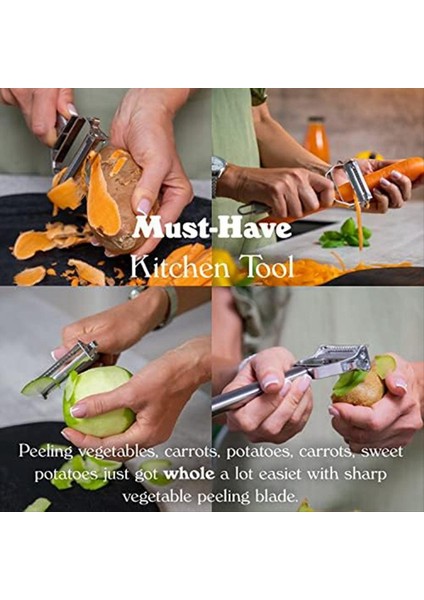 Paslanmaz Çelik Çift Bıçak Sebze Soyucu - Ticari Sınıf Julienne Kesici Dilimleyici Parçalayıcı Kazıyıcı Meyve Patates (Yurt Dışından) modelleri