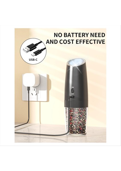 Elektrik Tuz ve Biber Öğütücü Seti Şarj Edilebilir Tuz ve Karabiber Öğütücü Seti LED Işık Ayarlanabilir Kaba (Yurt Dışından) fiyatları