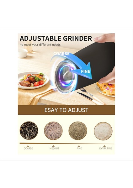 Elektrik Tuz ve Biber Öğütücü Seti Şarj Edilebilir Tuz ve Karabiber Öğütücü Seti LED Işık Ayarlanabilir Kaba (Yurt Dışından) modelleri