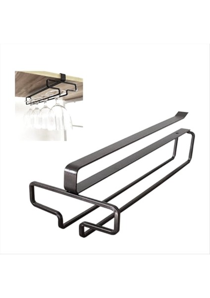 Şarap Camı Rafı Dolap Metal Şarap Tutucu Altında Stemware Raf Asma Şarap Camı Çıkar Raf Organizatör-B (Yurt Dışından) fiyatları