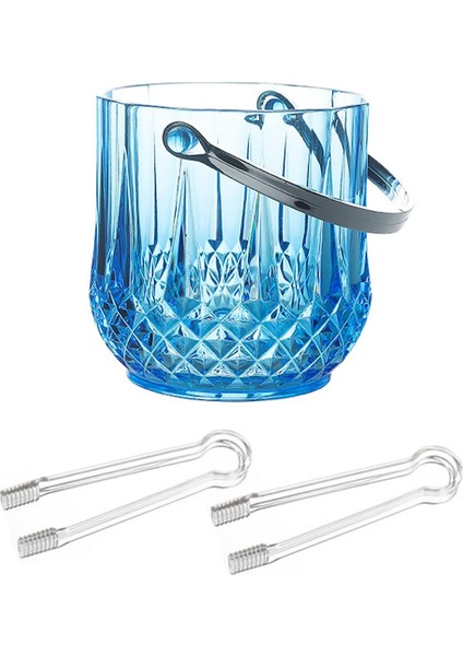 Buz Kovası Plastik Buz Kovası ile Saplı Akrilik Şeffaf Bira Şarap Buz Kovası Ev Için -Blue (Yurt Dışından)