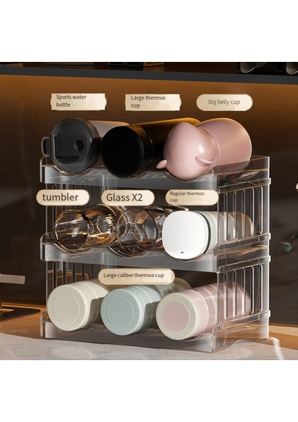 Kupa Aksesuarları Için Dolap Için Tutlu Istiflenebilir Kupa Organizatörü 40 Oz Tumbler Için Su Şişesi Organizatörü 4 Kat (Yurt Dışından) fiyatları