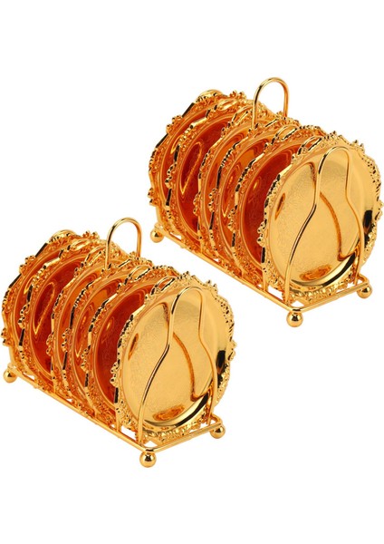 Seri 12 Parça Roller Coaster Creative Drink Coaster Dekoratif Çerçeve Koyu Çerçeve (Altın) Slip Metal Coaster (Yurt Dışından)
