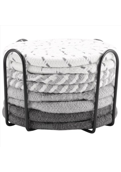 8 Adet Tutucu ile Bardak Altlıkları Içecekler Için 4 Renk Emici Bardak Altlıkları Ev Dekorasyonu Için Pamuk Dokuma Coaster Set (Yurt Dışından) fiyatları