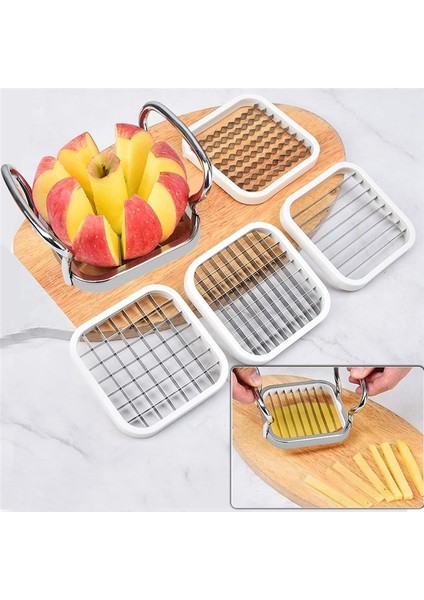 Paslanmaz Çelik Çip Kesici Patates Kesici 5 Farklı Bıçak Şekli Patates Dilimleyici Dilimleyici ile Çok Yönlüdür (Yurt Dışından) fırsatları