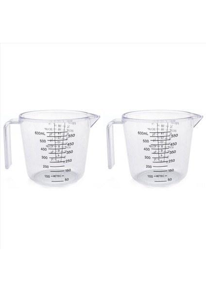 2x Pişirme Aletleri Çift Taraflı Dereceli Plastik Ölçüm Kupası Dereceli Ölçüm Kupası Ölçüm Silindiri 600ML (Yurt Dışından)