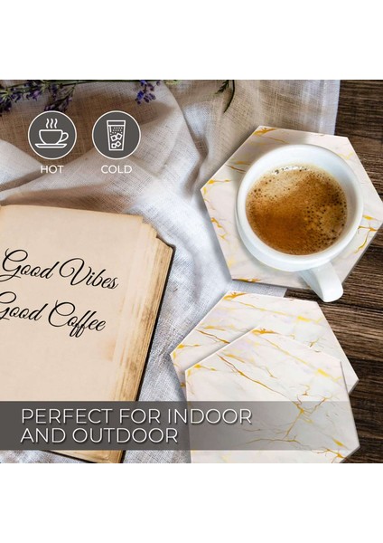 Tutucu Mermer Tasarım Seramik Coaster Seti Süper Emici Sıcak ve Soğuk Içecek ile Emici Içecekler Için 16 Adet Bardak Altlık (Yurt Dışından) modelleri