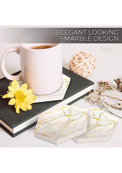 Tutucu Mermer Tasarım Seramik Coaster Seti Süper Emici Sıcak ve Soğuk Içecek ile Emici Içecekler Için 16 Adet Bardak Altlık (Yurt Dışından) fırsatları