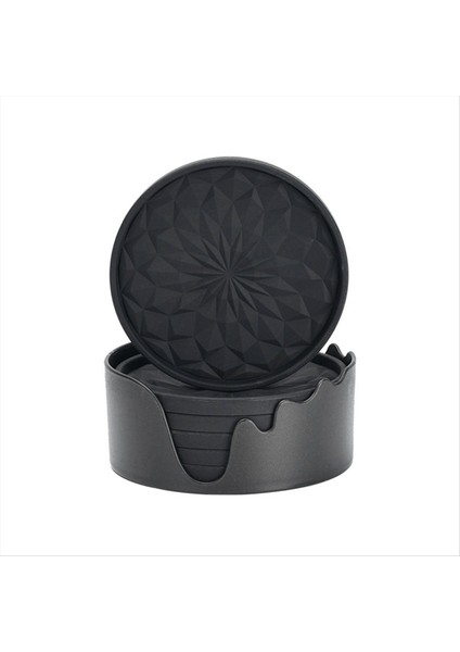 Elmas Iplik Bardak Altlıkları Isıya Dayanıklı Bardak Altlıkları Gıda Dereceli Silikon Yuvarlak Bardak Altlıkları Çay Bardak Altlıkları Placemats (Siyah) (Yurt Dışından)