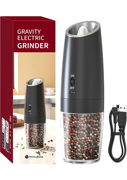 Şarj Edilebilir Elektrikli Tuz ve Karabiber Ayarlanabilir Kaba Doldurulabilir Değirmen Pille Çalışan Mutfak Aletine Sahip (Yurt Dışından)