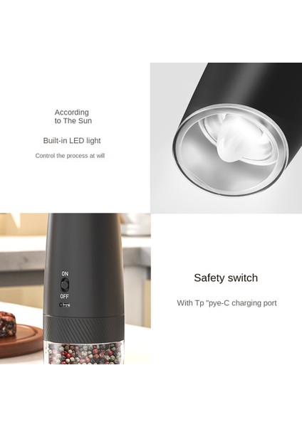 Şarj Edilebilir Elektrikli Tuz ve Karabiber Ayarlanabilir Kaba Doldurulabilir Değirmen Pille Çalışan Mutfak Aletine Sahip (Yurt Dışından) fiyatları