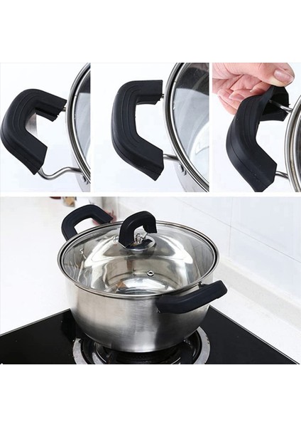 2x Silikon Tencere Kolları Tutucu Parmak Koruyucu Tencere Tutucusu Isıya Dayanıklı Silikon Kelepçe Sapı Tavalar Için Kapak Kapağı (Yurt Dışından) indirimleri