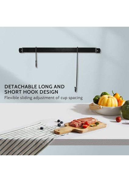 Kahve Kupa Rafı Esnek Kancalarla Duvara Monte Kahve Fincanı Tutucu Kupalar Çay Fincanları Mutfak Eşyaları (16 Inç/siyah) (Yurt Dışından) indirimleri